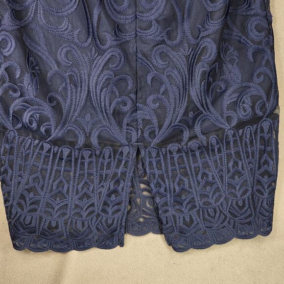 Bardot Lace Sheath‎ Dress sz 10 L Women Gemma Navy Blue Halter Cocktail Wedding - Picture 12 of 12